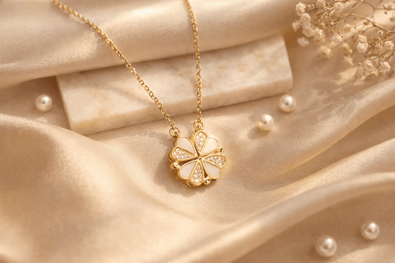 Ivory Magnetic Heart Convertible Necklace