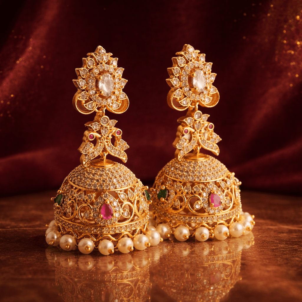 Rajwada Ruby Pearl Jhumka