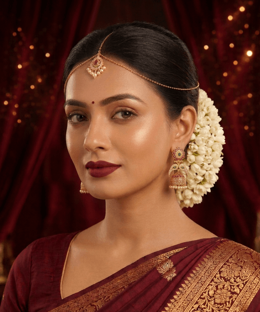 Pushpa Ruby Floral Jhumka