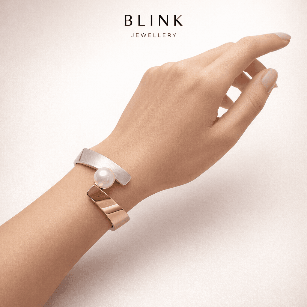 Dual Tone Pearl Statement Bracelet