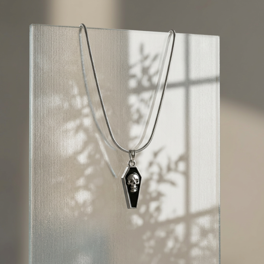 Blink Crimson Skull Black Coffin Pendant