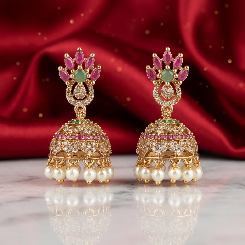 BLINK Royal Petal Jhumka Earrings