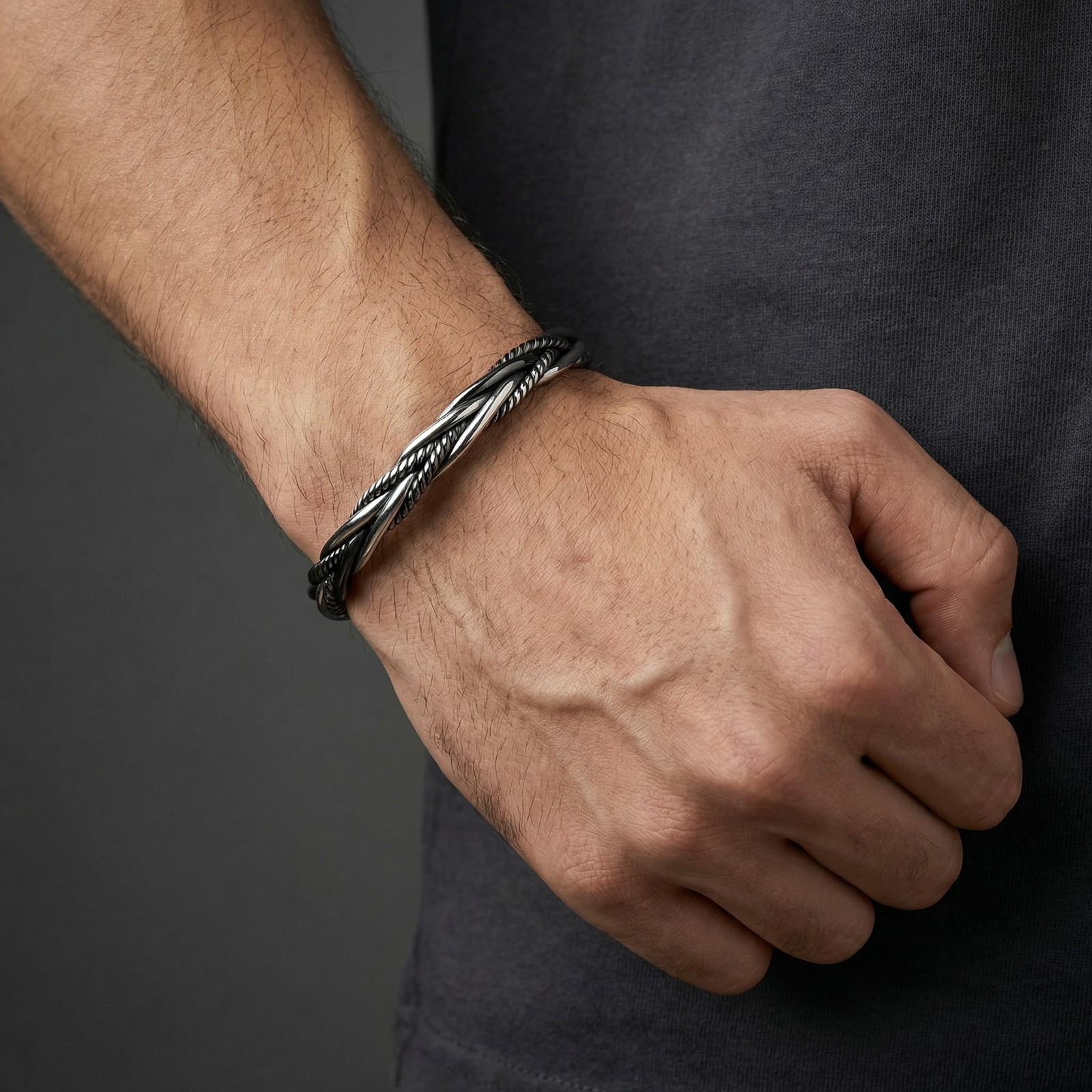 BLK Twisted Steel Bracelet