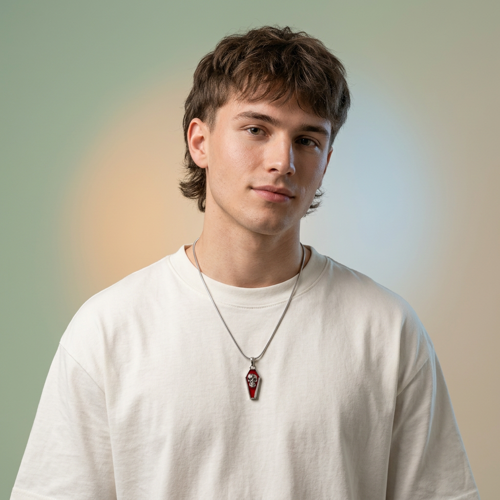 Blink Crimson Skull Coffin Red Pendant